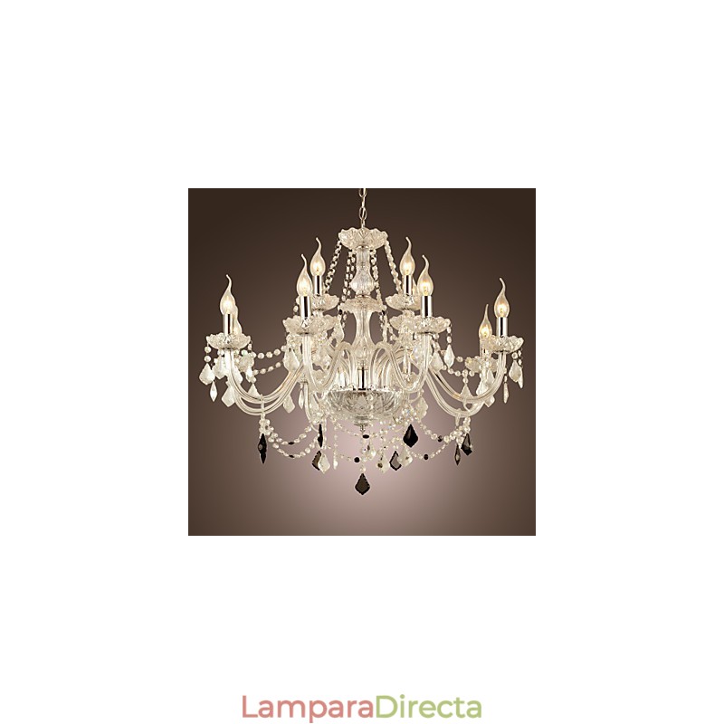 Lámpara de araña de cristal galvanizado estilo rústico Lodge