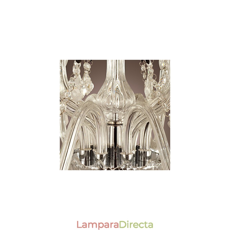Lámpara de araña de cristal galvanizado estilo rústico Lodge