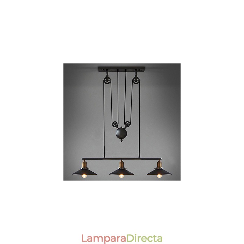 Lámparas colgantes vintage 3 luces ST64 Bombillas incluidas Sistema arriba y abajo