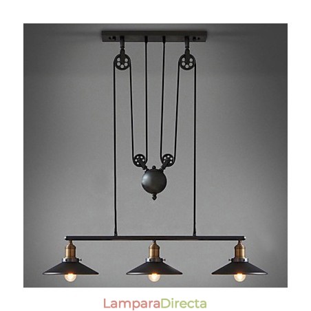 Lámparas colgantes vintage 3 luces ST64 Bombillas incluidas Sistema arriba y abajo Lámparas colgantes vintage 3 luces ST64 Bombillas incluidas Sistema arriba y abajo