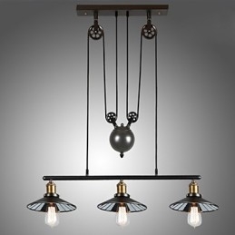 Lámparas colgantes vintage 3 luces ST64 Bombillas incluidas Sistema arriba y abajo