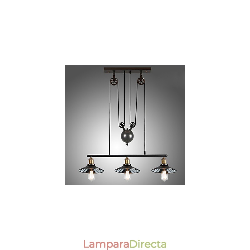 Lámparas colgantes vintage 3 luces ST64 Bombillas incluidas Sistema arriba y abajo