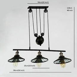 Lámparas colgantes vintage 3 luces ST64 Bombillas incluidas Sistema arriba y abajo