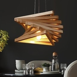 Lámpara colgante de bambú con pintura de madera, estilo campestre clásico tradicional.