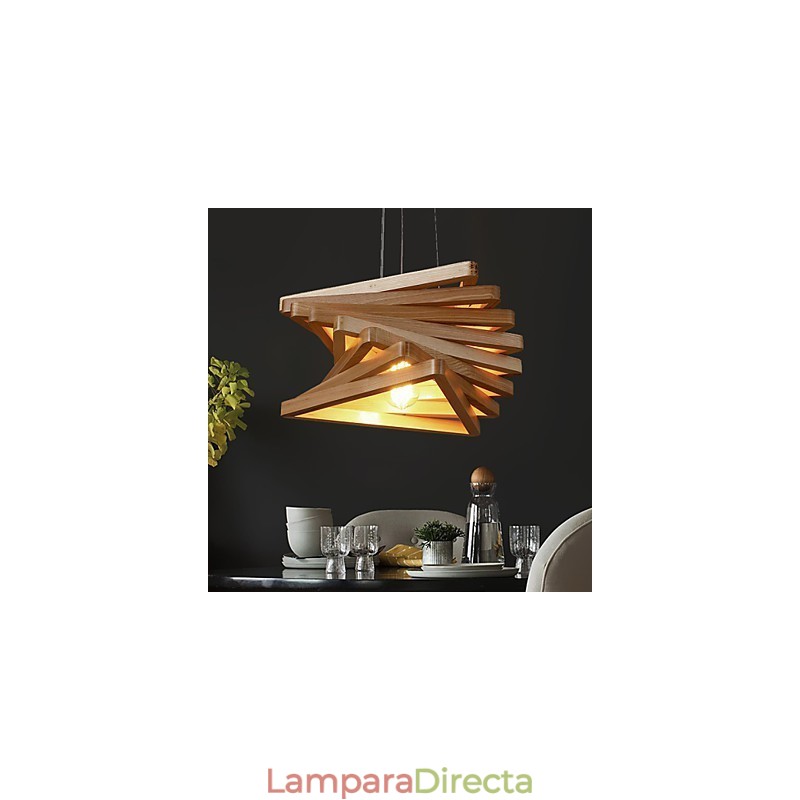 Lámpara colgante de bambú con pintura de madera, estilo campestre clásico tradicional.