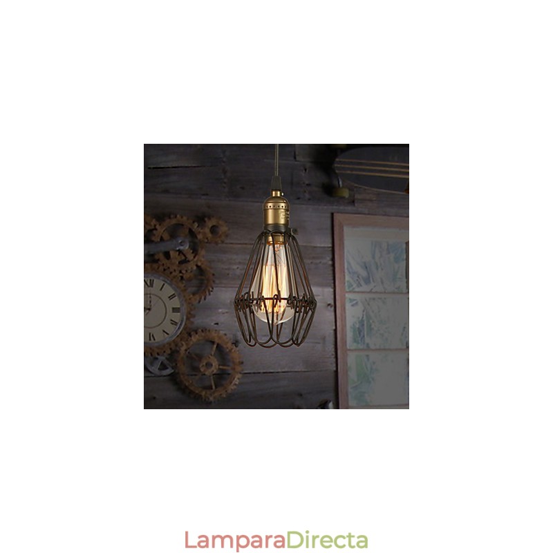 Lámparas colgantes estilo campestre americano vintage que restauran formas antiguas, lámpara colgante de jaula pequeña de hierro forjado