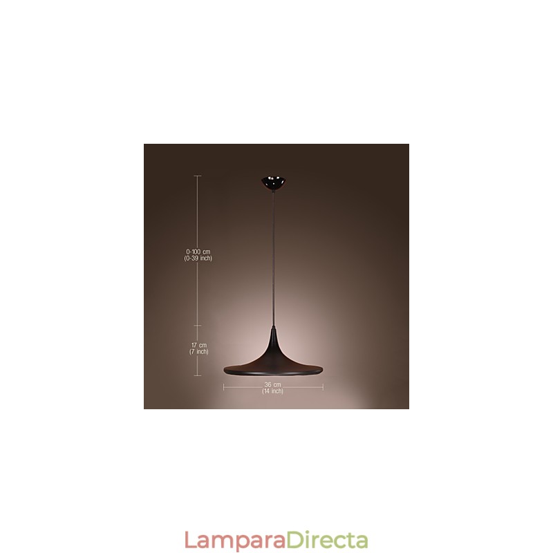 Lámpara colgante contemporánea de aluminio con pantalla negra