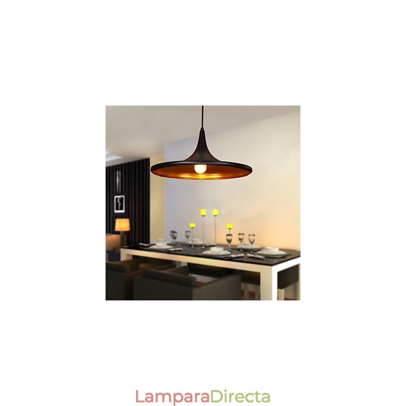 Lámpara colgante contemporánea de aluminio con pantalla negra