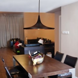 Lámpara colgante contemporánea de aluminio con pantalla negra