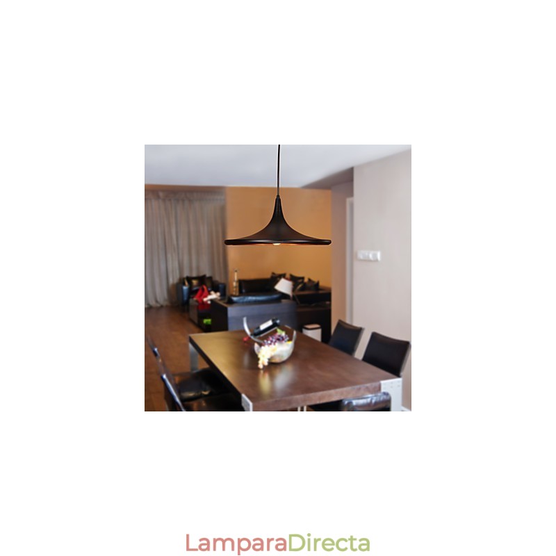 Lámpara colgante contemporánea de aluminio con pantalla negra