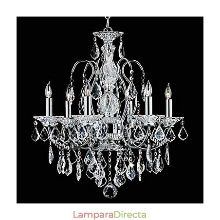 Lámpara de araña clásica tradicional de metal cromado y cristal Lámpara de araña clásica tradicional de metal cromado y cristal
