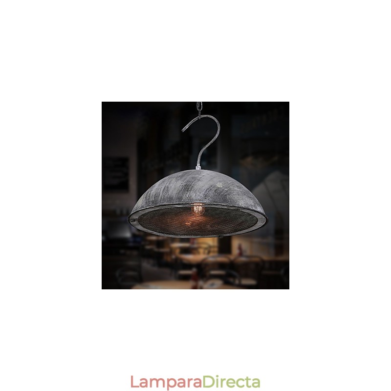 Lámpara de araña de hierro forjado negro con pantalla de tapa de cafetería industrial