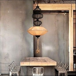 Lámparas de jaula de pájaros creativas de cáñamo industrial retro nórdico