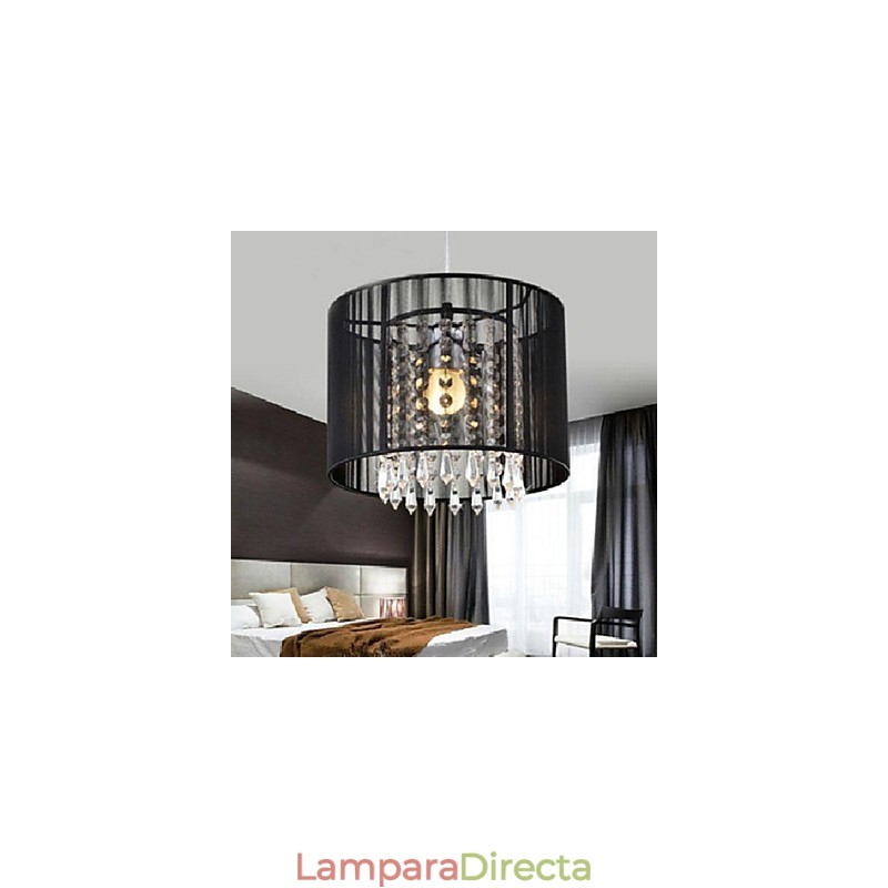 Lámpara colgante moderna contemporánea de metal cromado y cristal