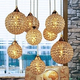 Lámpara colgante moderna y contemporánea de metal galvanizado con forma de globo de cristal