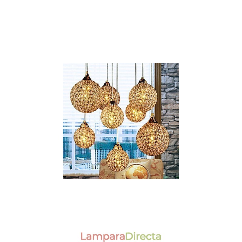 Lámpara colgante moderna y contemporánea de metal galvanizado con forma de globo de cristal