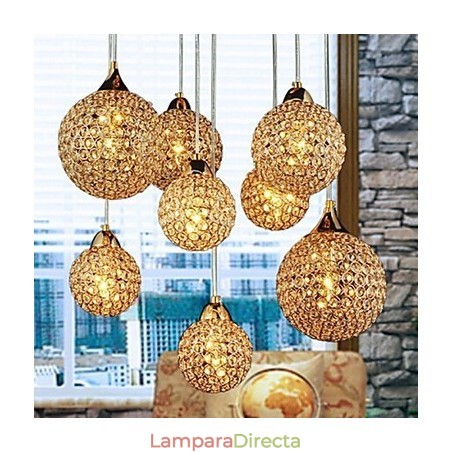 Lámpara colgante moderna y contemporánea de metal galvanizado con forma de globo de cristal Lámpara colgante moderna y contemporánea de metal galvanizado con forma de globo de cristal
