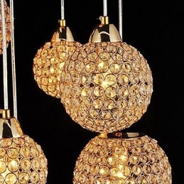 Lámpara colgante moderna y contemporánea de metal galvanizado con forma de globo de cristal