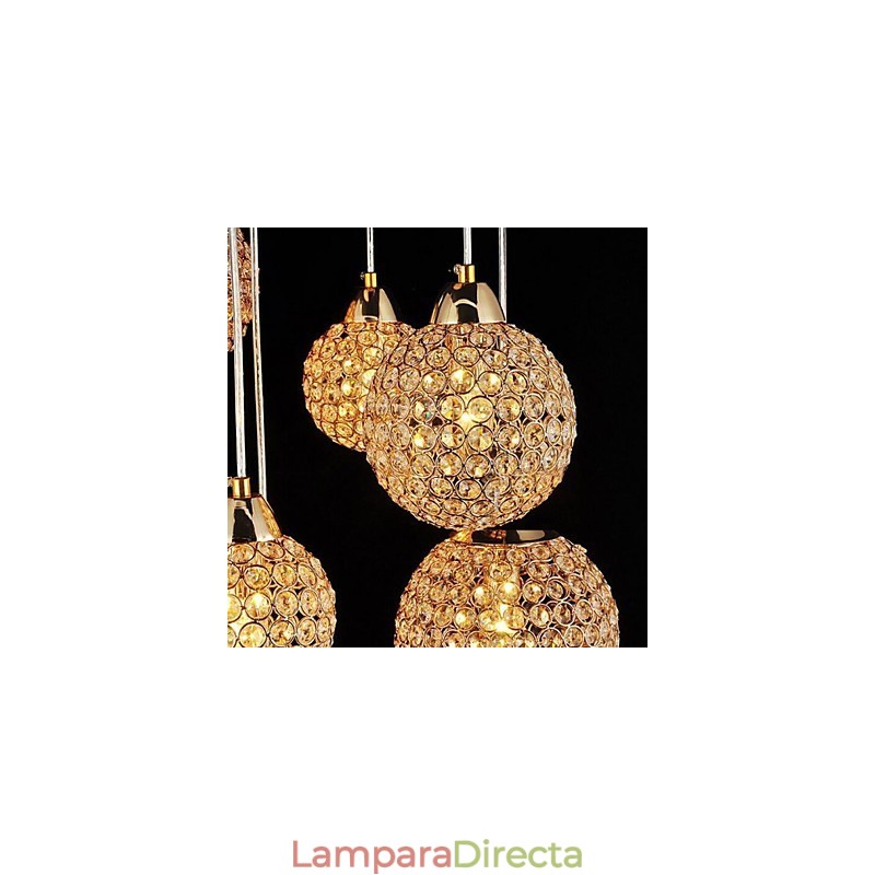 Lámpara colgante moderna y contemporánea de metal galvanizado con forma de globo de cristal