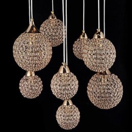 Lámpara colgante moderna y contemporánea de metal galvanizado con forma de globo de cristal