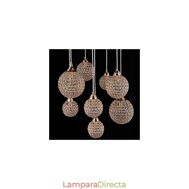 Lámpara colgante moderna y contemporánea de metal galvanizado con forma de globo de cristal