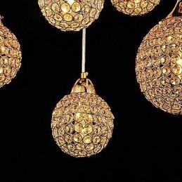Lámpara colgante moderna y contemporánea de metal galvanizado con forma de globo de cristal