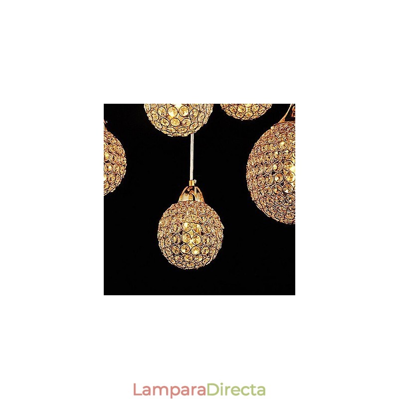 Lámpara colgante moderna y contemporánea de metal galvanizado con forma de globo de cristal