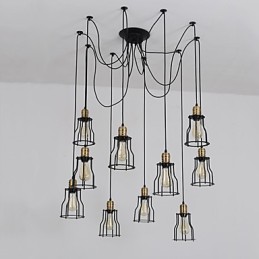 Lámpara de techo vintage Edison ajustable, lámpara colgante DIY, iluminación moderna y elegante para comedor industrial.