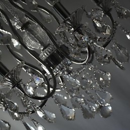 Lámpara de araña clásica tradicional de metal cromado y cristal