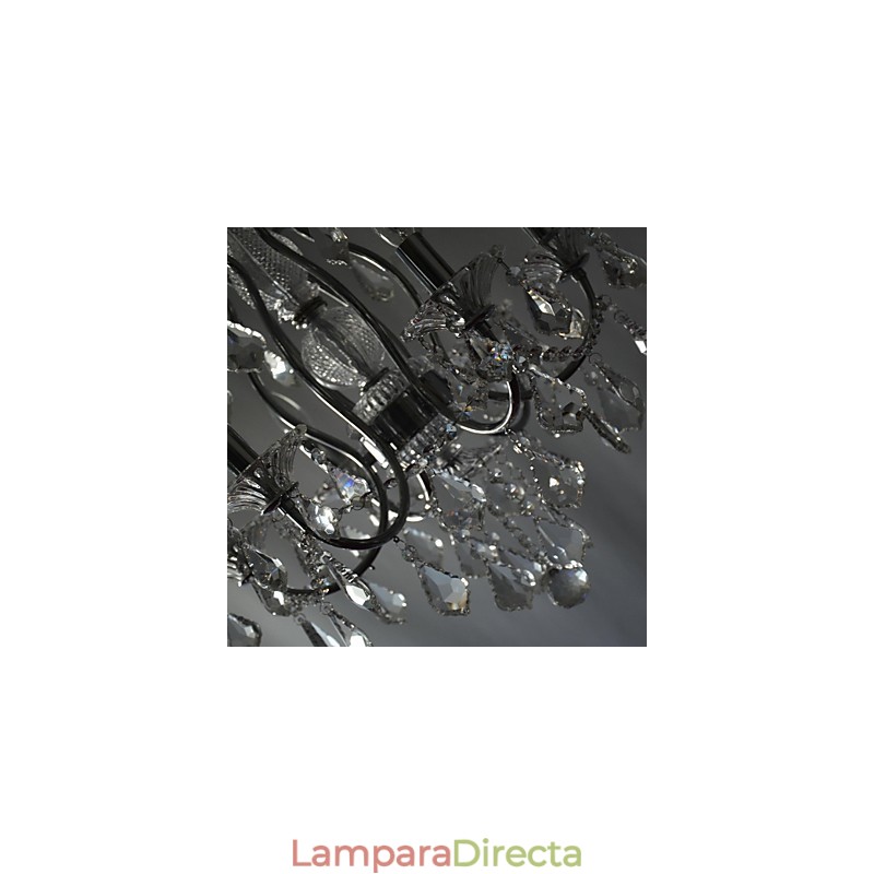 Lámpara de araña clásica tradicional de metal cromado y cristal