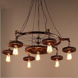 Lámpara de araña de hierro con mecanismo creativo para decoración retro del hogar