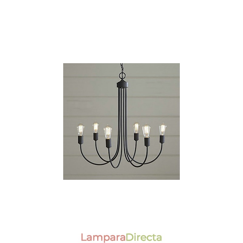 Lámpara de araña de metal con pintura campestre