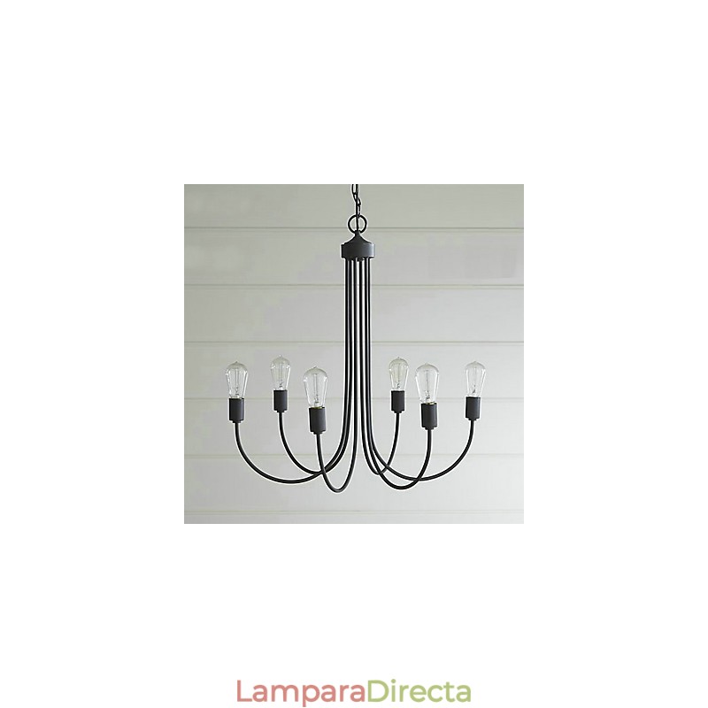 Lámpara de araña de metal con pintura campestre