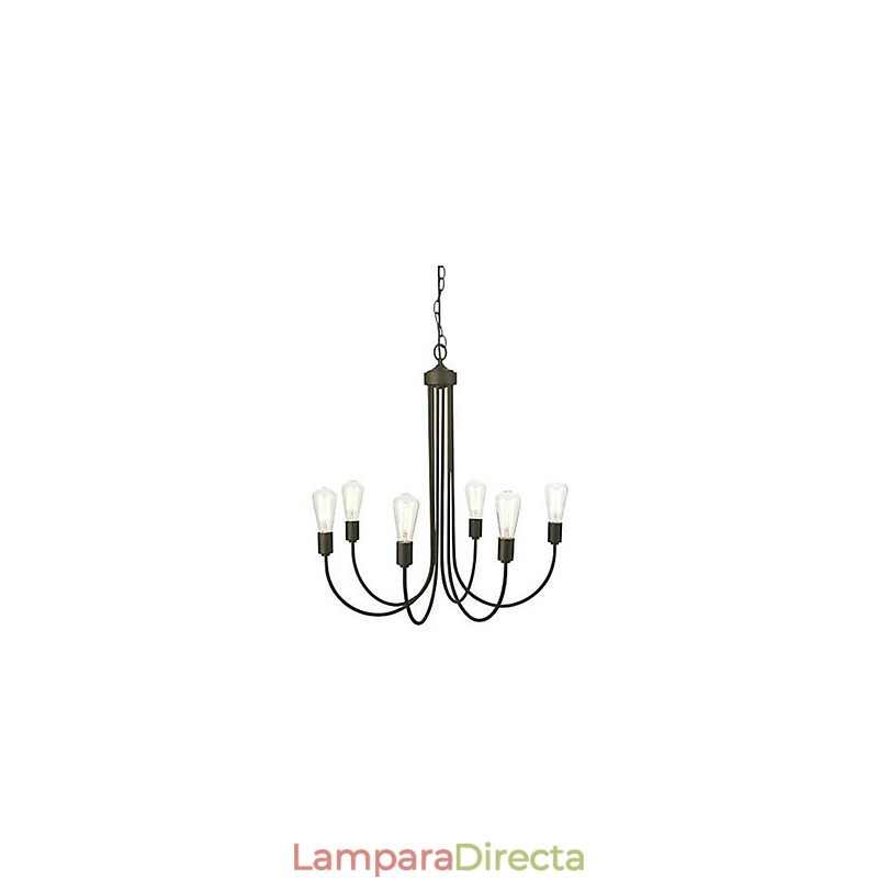 Lámpara de araña de metal con pintura campestre