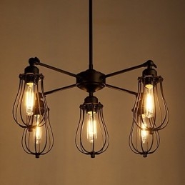 Lámparas colgantes tradicionales clásicas rústicas estilo cabaña retro de metal, 5 luces