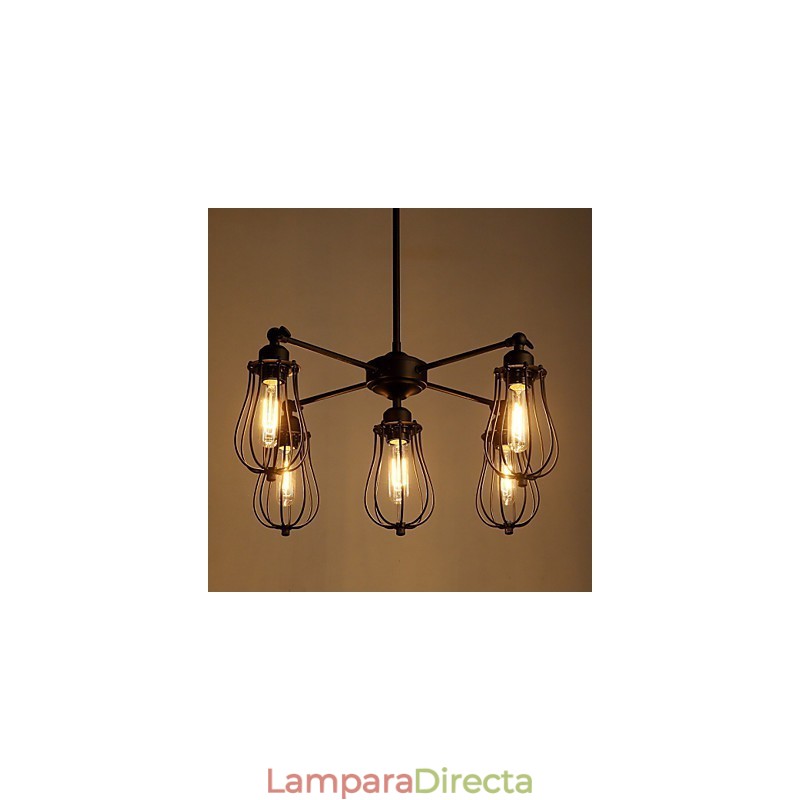 Lámparas colgantes tradicionales clásicas rústicas estilo cabaña retro de metal, 5 luces
