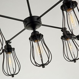 Lámparas colgantes tradicionales clásicas rústicas estilo cabaña retro de metal, 5 luces