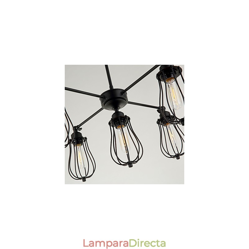 Lámparas colgantes tradicionales clásicas rústicas estilo cabaña retro de metal, 5 luces