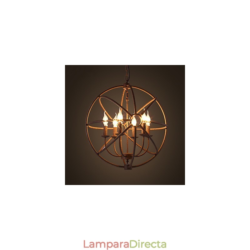 Lámpara de araña de hierro forjado estilo nórdico estilo retro americano con velas. La lámpara de araña negra.