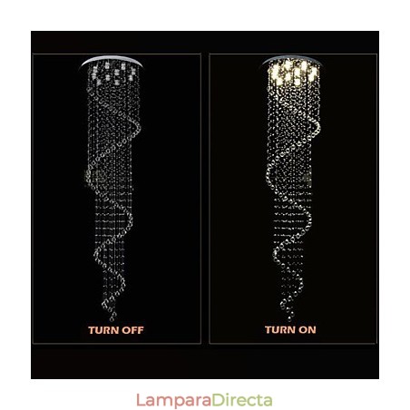 Lámpara colgante de cristal moderna, lámpara de araña con espiral simple, diámetro 70 cm, altura 250 cm. Lámpara colgante de cristal moderna, lámpara de araña con espiral simple, diámetro 70 cm, altura 250 cm.