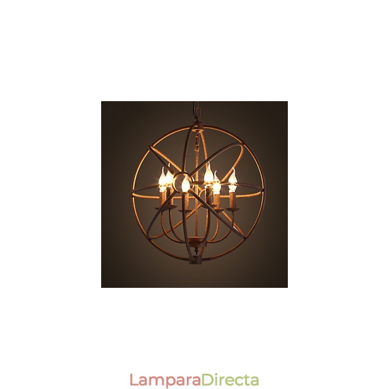 Lámpara de araña de hierro forjado estilo nórdico estilo retro americano con velas. La lámpara de araña negra.