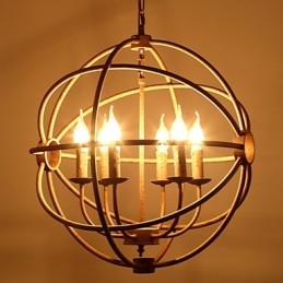 Lámpara de araña de hierro forjado estilo nórdico estilo retro americano con velas. La lámpara de araña negra.