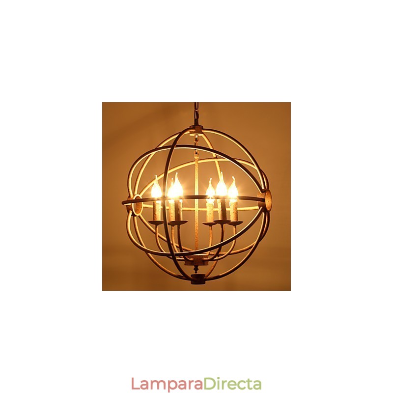 Lámpara de araña de hierro forjado estilo nórdico estilo retro americano con velas. La lámpara de araña negra.
