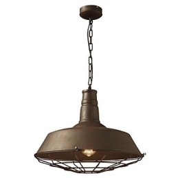 Lámpara colgante retro de 1 luz con pantalla de metal antiguo. Tienda.