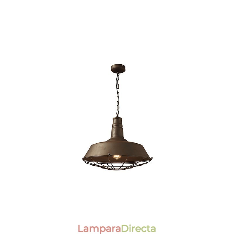 Lámpara colgante retro de 1 luz con pantalla de metal antiguo. Tienda.