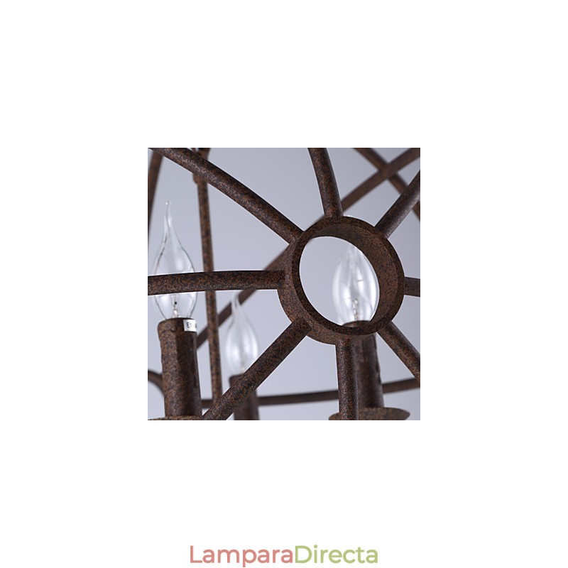 Lámpara de araña de hierro forjado estilo nórdico estilo retro americano con velas. La lámpara de araña negra.