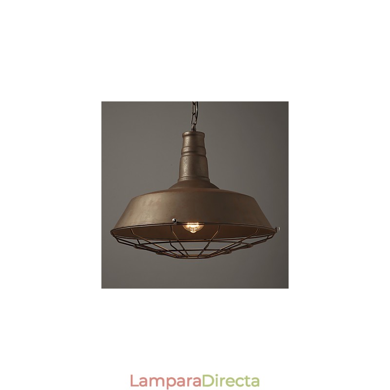 Lámpara colgante retro de 1 luz con pantalla de metal antiguo. Tienda.