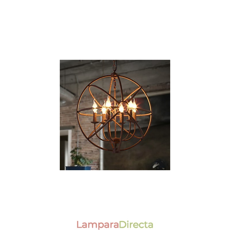 Lámpara de araña de hierro forjado estilo nórdico estilo retro americano con velas. La lámpara de araña negra.