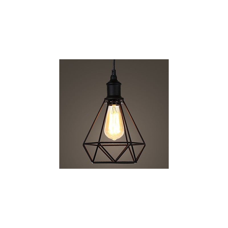 Lámpara colgante americana de acero con forma de jaula de pájaros, estilo retro vintage, para bricolaje, iluminación industrial para decorar el hogar.