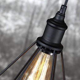 Lámpara colgante americana de acero con forma de jaula de pájaros, estilo retro vintage, para bricolaje, iluminación industrial para decorar el hogar.